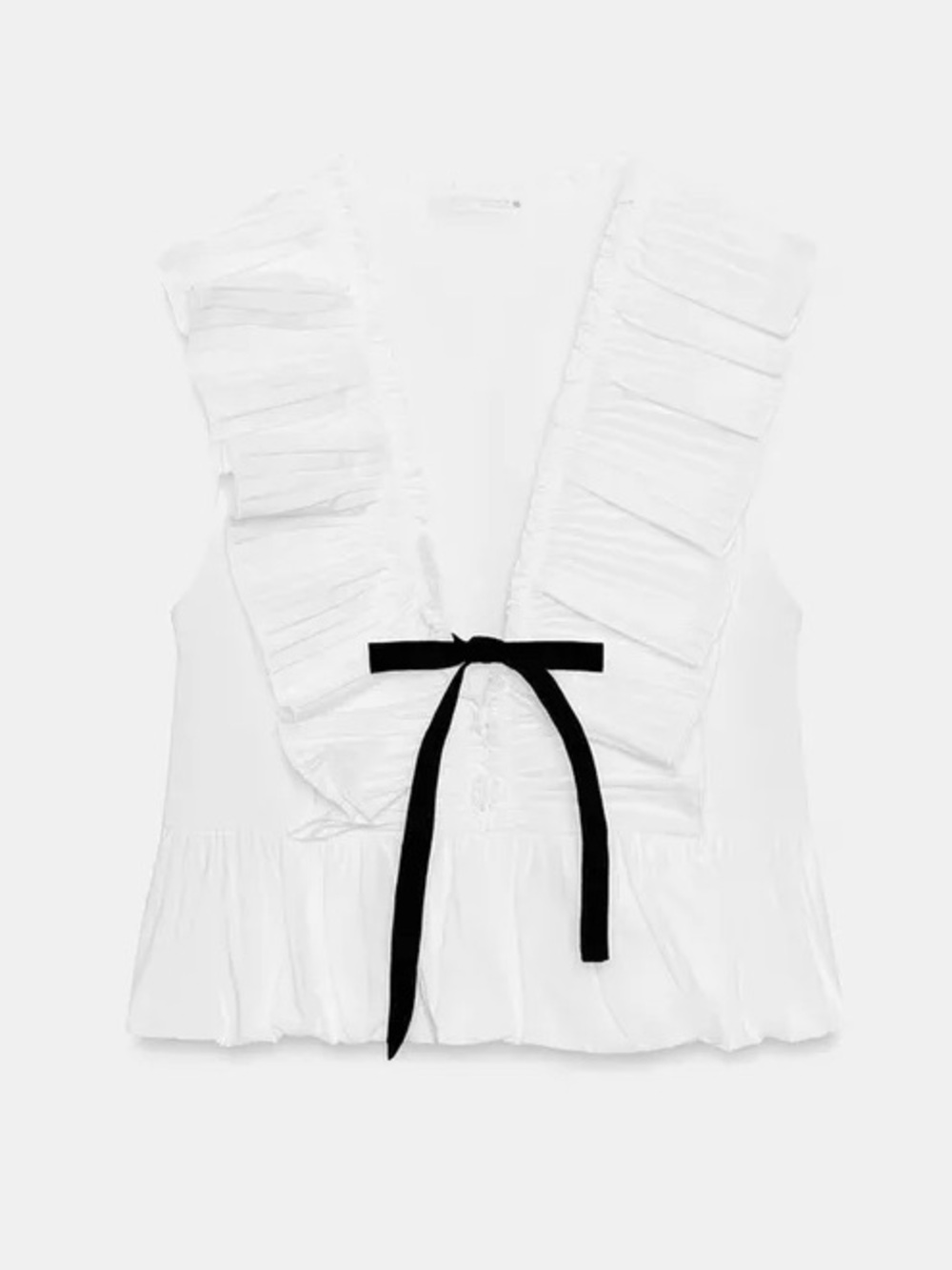 ZARA PLEATED RUFFLE BOW TOP - Picture 8 of 11